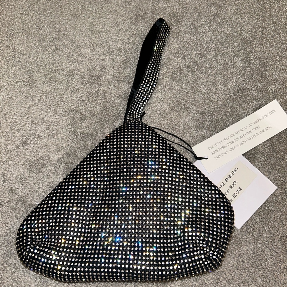 Elegant Black Crystal-Embellished Women's Bag